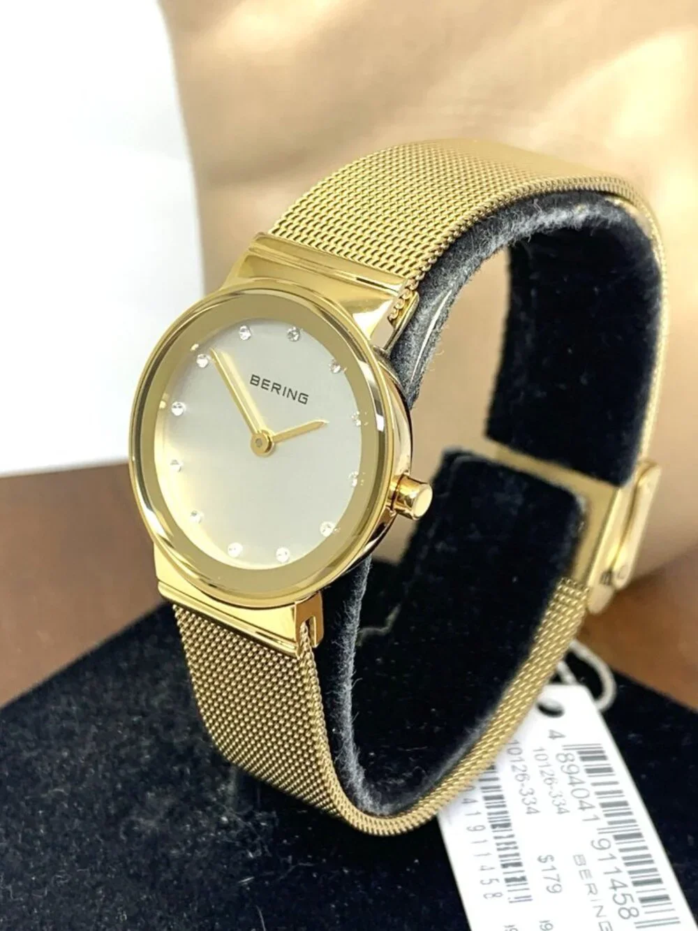 Bering Women's Watch 10126-334 Quartz Silver Dial Gold Tone Stainless Steel 25mm